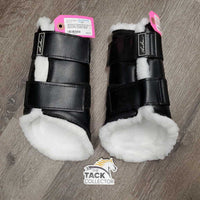 Pr Closed Boots, velcro, fleece lined *like new, mnr hair
