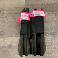 Pr Open Front Boots, velcro *gc/fair, older, stain, scrapes, paint, v.dirty, hairy, 1 squished
