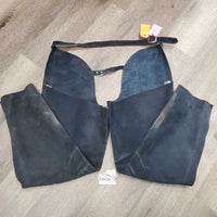 Pr Full Suede Chaps *gc, older, rubs, stains, dirt, creases
