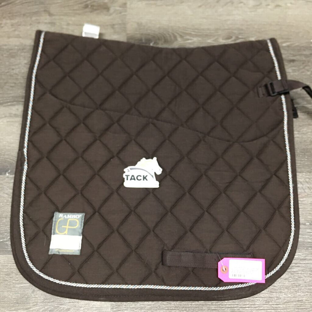 Quilt Dressage Non Slip Saddle Pad, piping, tabs *gc, faded, stitching, mnr hair, pills