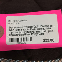 Quilt Dressage Non Slip Saddle Pad, piping, tabs *gc, faded, stitching, mnr hair, pills
