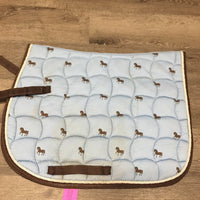 Thick Quilt Jumper Saddle Pad, piping, tabs *fair/gc, stains, v.pilly, rubs, faded, dirty, edge rubs
