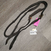 Flat Braided Nylon String Round Roper - Barrel Reins, 2 Conway buckles *fair/gc, v.dirty, faded?
