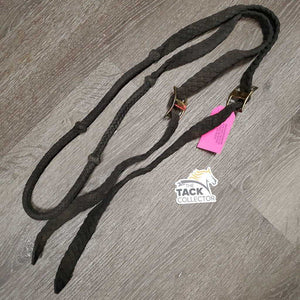 Flat Braided Nylon String Round Roper - Barrel Reins, 2 Conway buckles *fair/gc, v.dirty, faded?