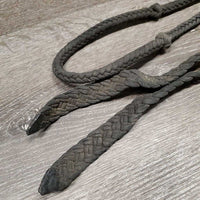 Flat Braided Nylon String Round Roper - Barrel Reins, 2 Conway buckles *fair/gc, v.dirty, faded?
