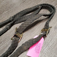 Flat Braided Nylon String Round Roper - Barrel Reins, 2 Conway buckles *fair/gc, v.dirty, faded?
