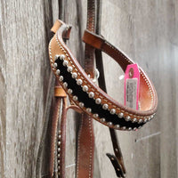 Headstall *Missing 6 Rivets & buckle, mismatched throatlatch, dirty, gc/fair, edge rubs
