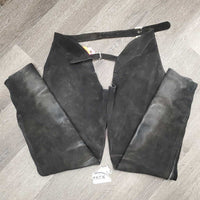 Pr Full Suede Chaps *gc, dirt, rubs, older, faded, stiff, scratches
