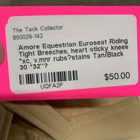 Euroseat Riding Tight Breeches, heart sticky knees *xc, v.mnr rubs?stains
