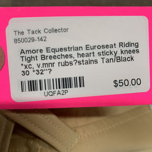 Euroseat Riding Tight Breeches, heart sticky knees *xc, v.mnr rubs?stains