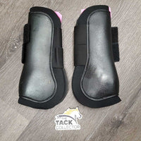 Pr Open Front Boots, velcro *like new, frayed edges, clean, mnr hair, 1 squished
