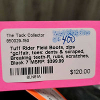 Field Boots, zips *gc/fair, toes: dents & scraped, Breaking teeth-R, rubs, scratches
