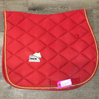 Thick Quilt Jumper Saddle Pad, 1x piping *gc, clean, faded, frayed/rubbed piping, mnr hair & stains, cut tabs
