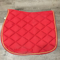 Thick Quilt Jumper Saddle Pad, 1x piping *gc, clean, faded, frayed/rubbed piping, mnr hair & stains, cut tabs
