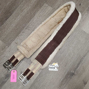 Nylon Web Fleece Girth, D ring, 2x els *gc, dirty?stains, hair, clumpy, stretched elastic, edge rubs