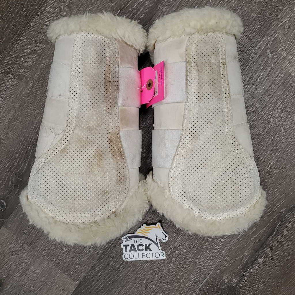 Pr Closed Boots, Fleece Lined, velcro *gc, clean, v.stained, mnr clumpy edges, hairy velcro, inner thin spots