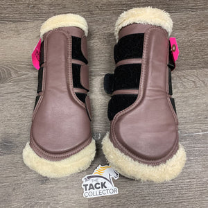 Pr Closed Boots, velcro, Fleece edges *vgc, hairy velcro, mnr dirt & clumpy