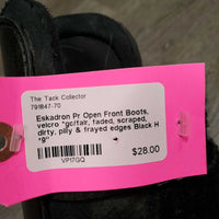 Pr Open Front Boots, velcro *gc/fair, faded, scraped, dirty, pilly & frayed edges
