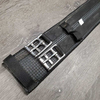 Nylon Web Neoprene Dressage Girth, x1 els, Roller Buckle *gc, mnr chipped edges, dirt, hair, rubs
