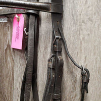 FS/Rsd Bridle, Braided Reins, Buckles *gc, v.stiff & v.dry, dirty, scraped edges
