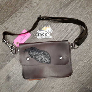 Narrow Leather Purse Bag - Satchel, adjustable strap *vgc, mnr stains