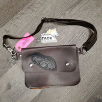 Narrow Leather Purse Bag - Satchel, adjustable strap *vgc, mnr stains
