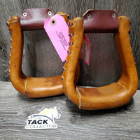 Pr Leather Wrapped Western Stirrups *xc, mnr scratches, scuffs & stains
