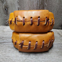 Pr Leather Wrapped Western Stirrups *xc, mnr scratches, scuffs & stains
