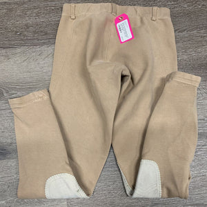 Hvy Cotton Breeches, Pull On *gc, clean, discolored, faded, seat & leg stains, v.mnr stain, older