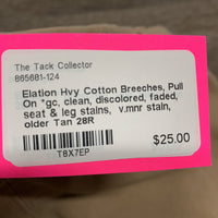 Hvy Cotton Breeches, Pull On *gc, clean, discolored, faded, seat & leg stains, v.mnr stain, older
