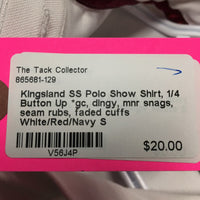 SS Polo Show Shirt, 1/4 Button Up *gc, dingy, mnr snags, seam rubs, faded cuffs
