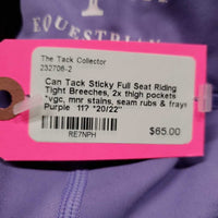 Sticky Full Seat Riding Tight Breeches, 2x thigh pockets *vgc, mnr stains, seam rubs & frays
