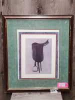 Dressage Saddle Print, Double Matted & Wood Frame *v.scraped frame, faded?
