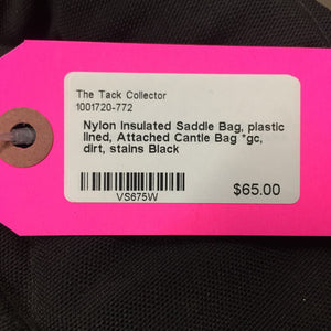 Nylon Insulated Saddle Bag, plastic lined, Attached Cantle Bag *gc, dirt, stains