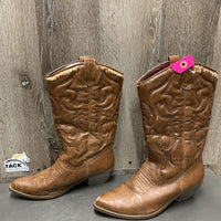 Pointed Toe Cowgirl Boots, lined *gc, mnr dirt, stains, peeling, crackles, scuffs, rubbed insoles
