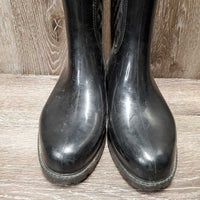 Pr Rubber Boots, 'quilted center' *vgc, clean, curled insoles, mnr dirt?stain
