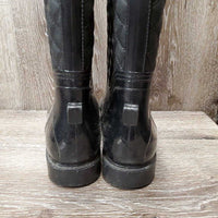 Pr Rubber Boots, 'quilted center' *vgc, clean, curled insoles, mnr dirt?stain
