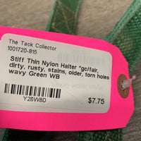 Stiff Thin Nylon Halter *gc/fair, dirty, rusty, stains, older, torn holes, wavy
