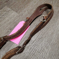 Split Ear Headstall *NO Throat or Rivets/Laces, clean, stiff, dry, older, dents, stains, faded
