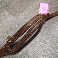 Split Ear Headstall *NO Throat or Rivets/Laces, clean, stiff, dry, older, dents, stains, faded
