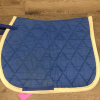 Quilt Jumper Saddle Pad, piping, tabs *fair, clean, tears, rubs, older, stains, faded, pills, dingy
