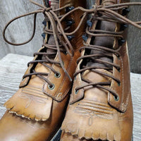 Pr Western Roper Boots, Lace up, fringe *vgc, v. mnr dirt, scuffs, rubs, sm creases
