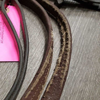 Rubber Reins, leather stoppers *fair, v.rubbed & holey, mnr dirt, stains