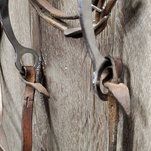 Headstall, Split Reins, Curb *clean, stiff, twists, v.creased, older, gc