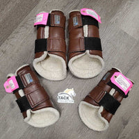 Front & Hind Closed Boots, velcro *gc, clean, clumpy, rubs, pills, cracks, thin/holey edges, sm holes, edges: frays, chips
