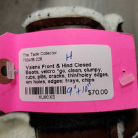 Front & Hind Closed Boots, velcro *gc, clean, clumpy, rubs, pills, cracks, thin/holey edges, sm holes, edges: frays, chips
