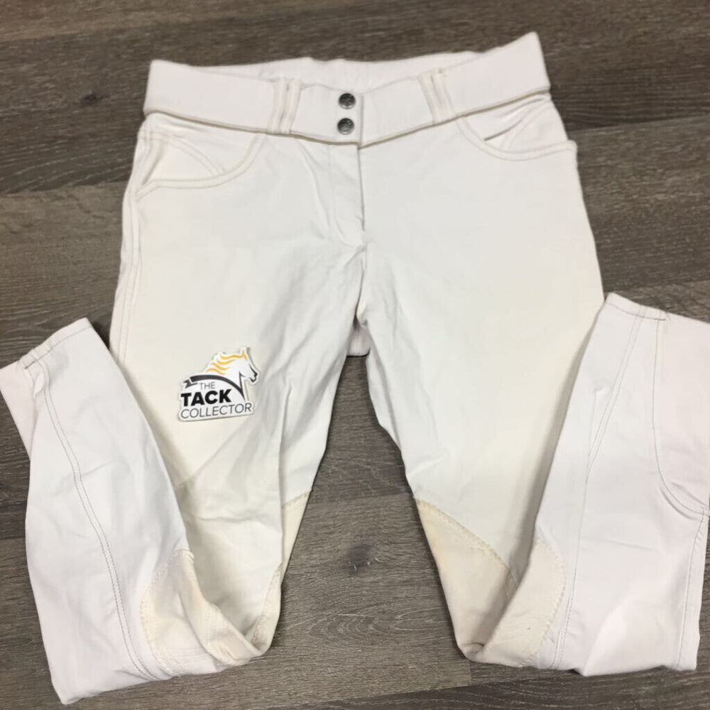 Euroseat Breeches *dingy, seam puckers, gc, discolored seat & legs, snags, stains, undone seam