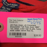 LS Crewneck Sweatshirt "US Polo Assn 1890" *xc, clean, v.mnr hair & pills, fuzzy inner collar velvet
