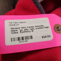 100% Cotton Sweater, zipper *gc, pilly, rubs, cracked logo, faded
