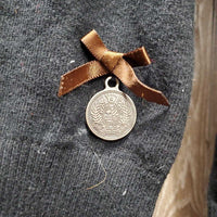 Light Cotton V Neck Sweater, Elbow Patches *gc, hairy, rubs, faded, stain?dirt, pits
